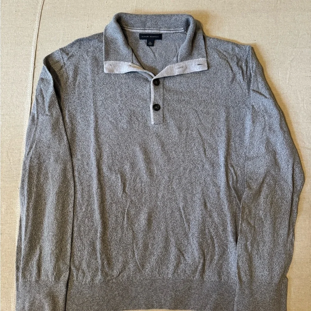 Banana Republic Men’s’ Charcoal Button-Up Knit Sweater